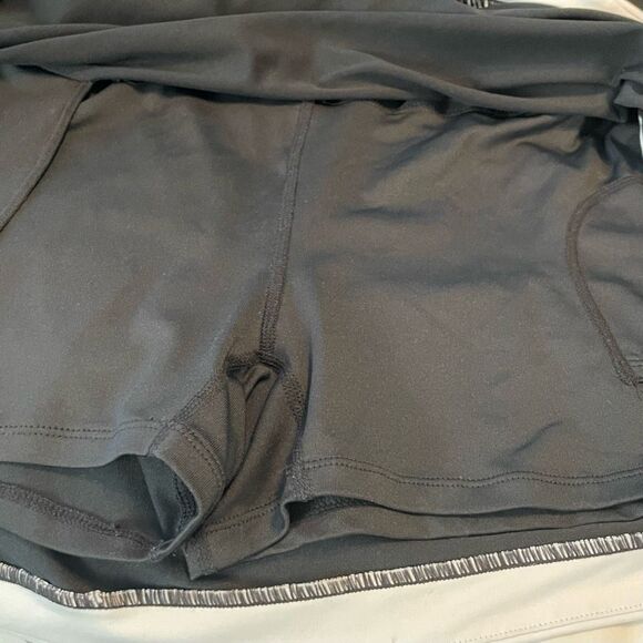 Champion Tennis Mini Skirt Skort Black White Stripe Athletic Back Pleats Poc - Picture 8 of 11